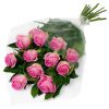Фото товара 7 рожевих троянд із зеленню та цукерки в Івано-Франківську