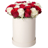 Фото товара 33 кремові троянди в капелюшній коробці в Івано-Франківську