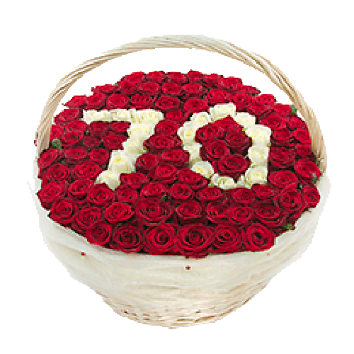 Фото товара 101 троянда з цифрами в кошику в Івано-Франківську