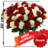 Фото товара 101 троянда червона і біла (50 см) в Івано-Франківську