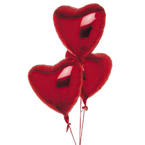 Фото товара 3 фольговані кульки у формі серця в Івано-Франківську