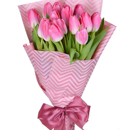 Фото товара 15 рожевих тюльпанів в Івано-Франківську