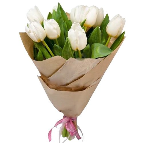 Фото товара 11 білих тюльпанів в Івано-Франківську