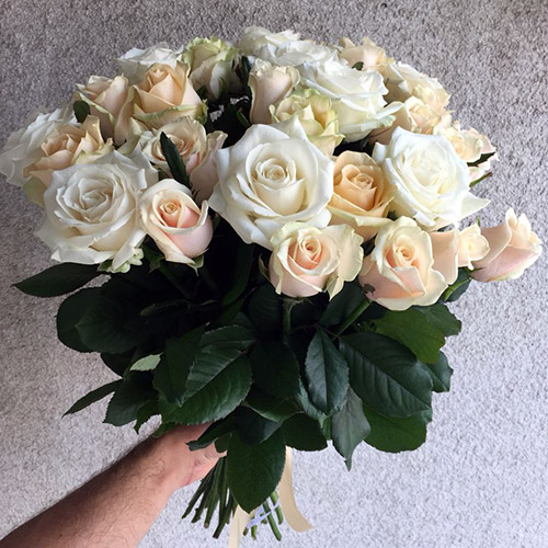 букет біло-кремовиїх троянд фото