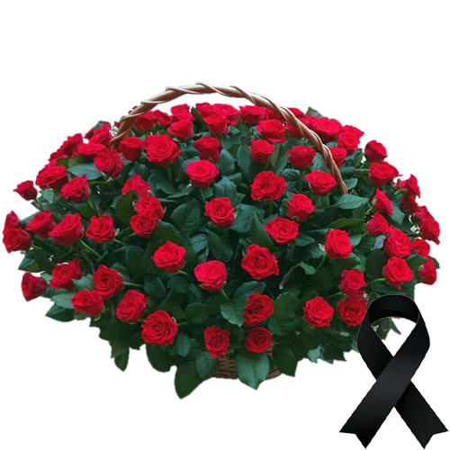 Фото товара 100 червоних троянд у кошику в Івано-Франківську