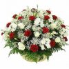 Фото товара 100 червоно-білих троянд у кошику в Івано-Франківську