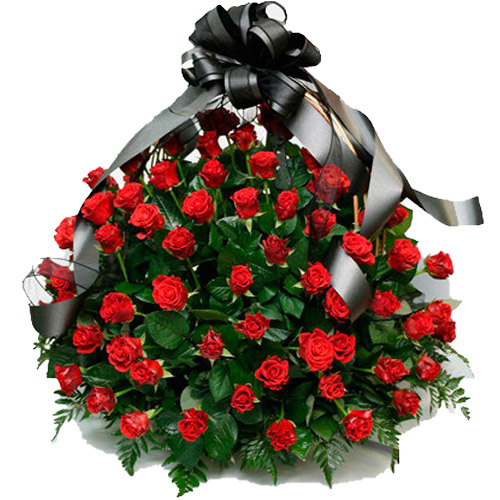 Фото товара 100 багряних троянд "Полум'я" в кошику в Івано-Франківську
