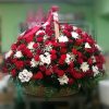 Фото товара 100 багряних троянд "Полум'я" в кошику в Івано-Франківську