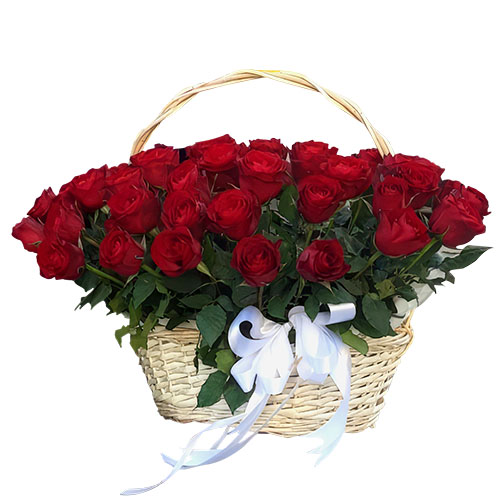 Фото товара 51 червона троянда в кошику в Івано-Франківську